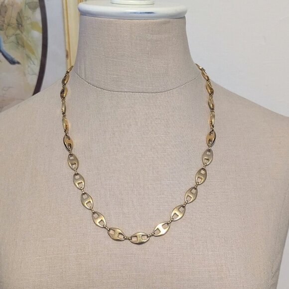 Vintage Chunky Gold Tone Mariner Anchor Oval Chain Flat 23.5” Necklace Citation - Picture 5 of 6
